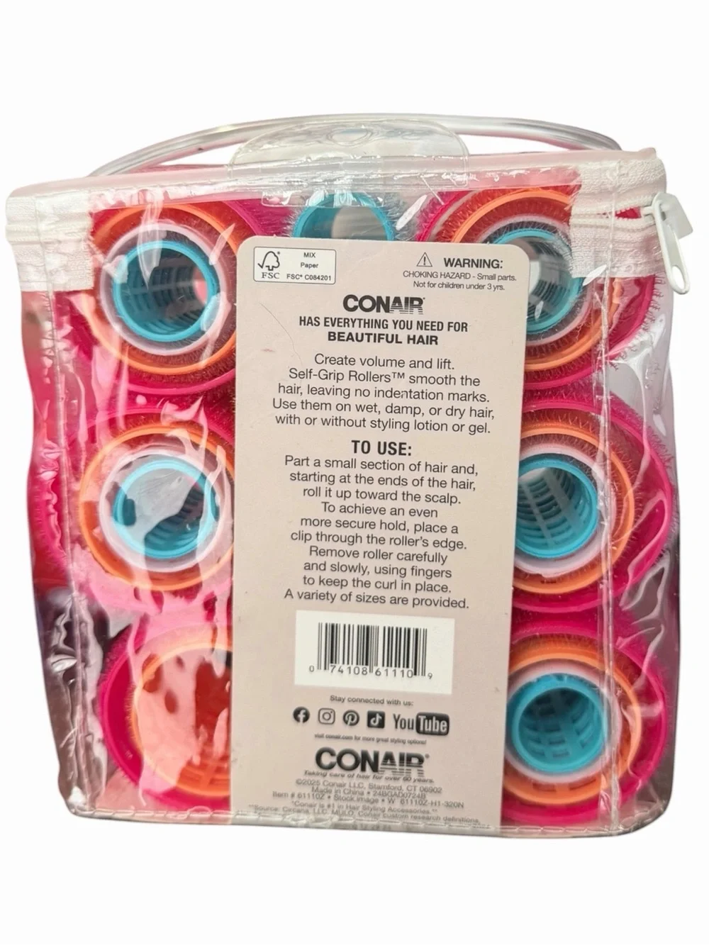 31 pc Voluminous Curls Self-Grip Rollers - Pink/Blue